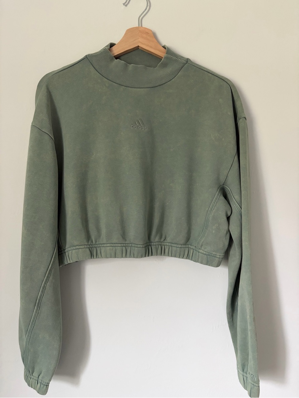 adidas Cropped Mock-Neck Sweatshirt in Sage
